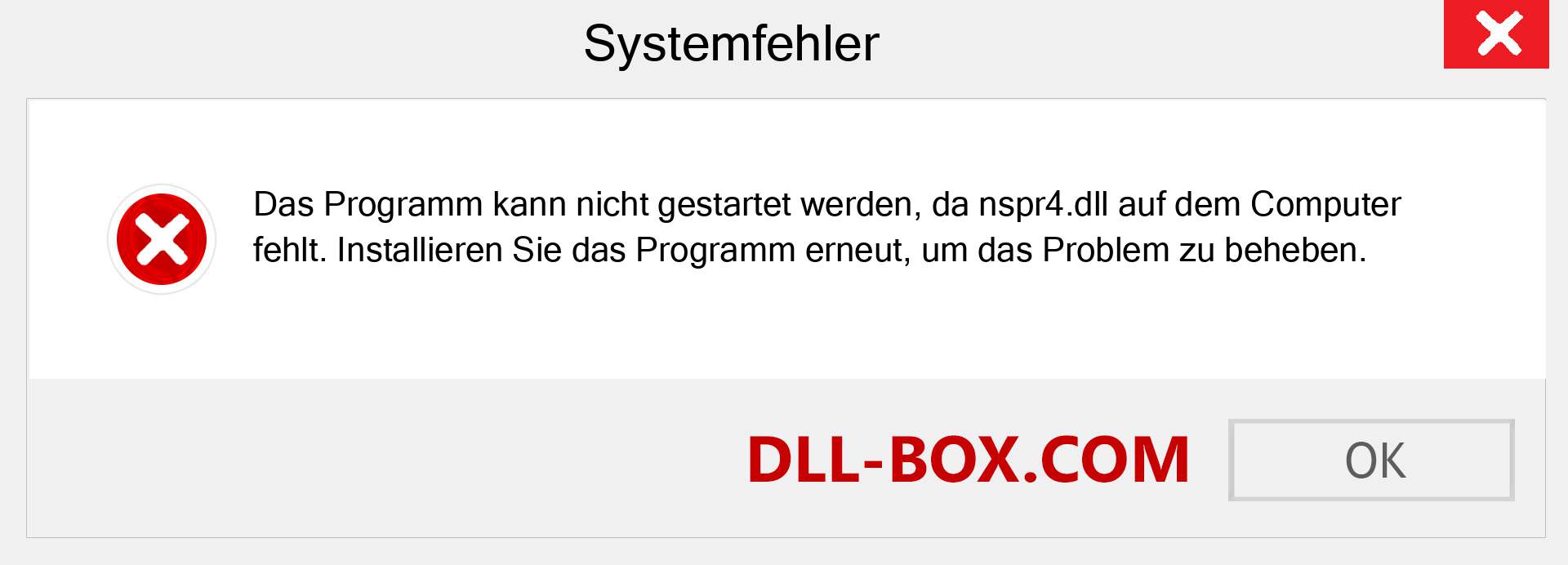 nspr4.dll-Datei fehlt?. Download für Windows 7, 8, 10 - Fix nspr4 dll Missing Error unter Windows, Fotos, Bildern